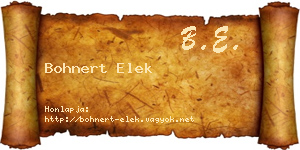 Bohnert Elek névjegykártya